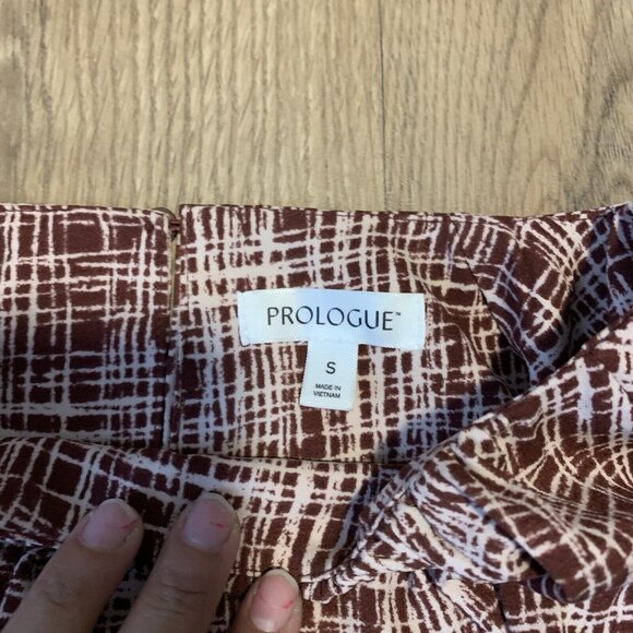 Prologue Dress Womens Size Small Burgundy Printed 3/4 Sleeve Midi Cinched Waist - Picture 3 of 6